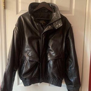 Black Leather Bomber Jacket